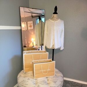 WHITE Pearled Sweater